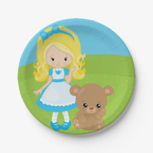 Plato De Papel Relatos de cuento de hadas en oro y tres osos
