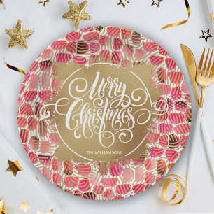 Plato De Papel Relieve metalizado de Faux de Oro moderno Feliz Be