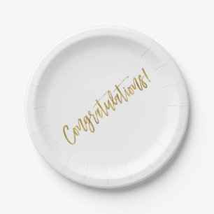 Plato De Papel Relieve metalizado dorado de felicitaciones