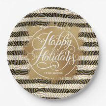Relieve metalizado Faux Gold Felices Fiestas Black