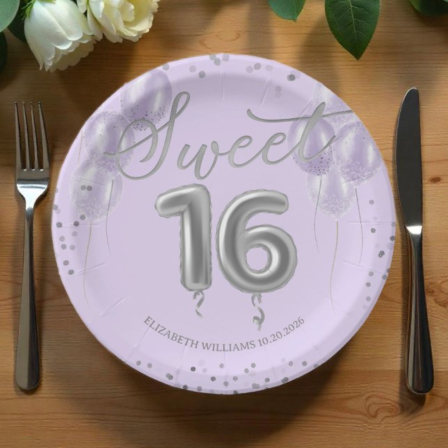 Plato De Papel Relieve metalizado plateado dulce 16 Globos de cum (Subido por el creador)