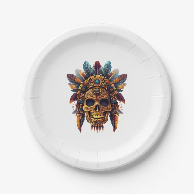 Plato De Papel Reliquia de cráneo azteca (Anverso)