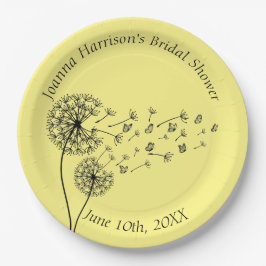 Plato De Papel Reloj Dandelion personalizado con mariposas