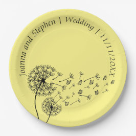 Plato De Papel Reloj Dandelion personalizado con mariposas