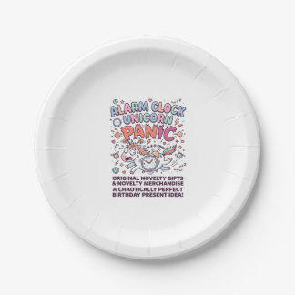 Plato De Papel Reloj de alarma de unicornio, tipografía en negrit