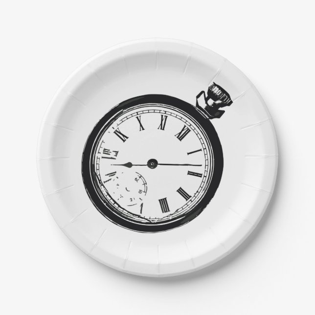 Plato De Papel Reloj de bolsillo roto (Anverso)