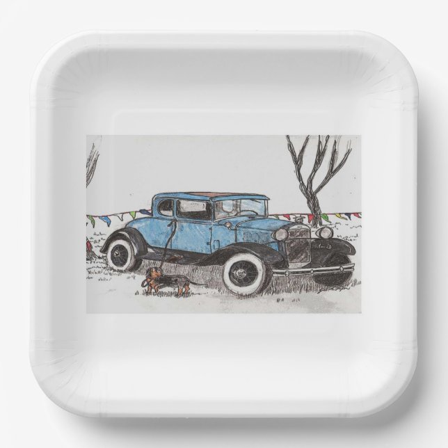 Plato De Papel Reloj de oso (Anverso)