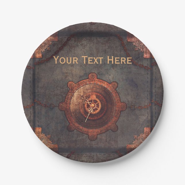 Plato De Papel Reloj de rusty de Steampunk  (Anverso)