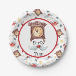 Plato De Papel Reloj de tiempo de fiesta