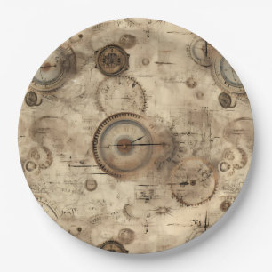 Plato De Papel Reloj de vapor de color rugoso (11)