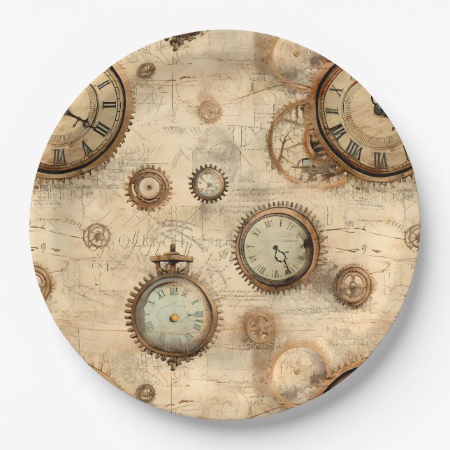 Plato De Papel Reloj de vapor de grano rugoso (6) (Anverso)