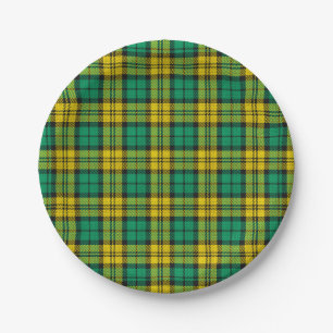 Plato De Papel Reloj negro verde amarillo Campbell Tartan Plant