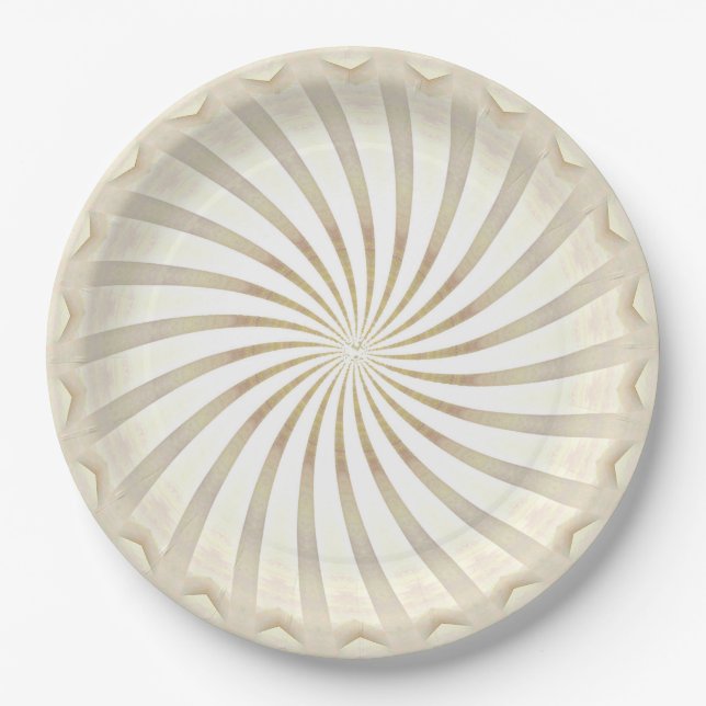 Plato de papel remolino crema beige (Anverso)