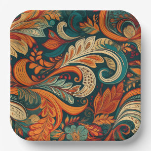 Plato de papel remolino de paisley