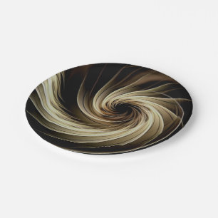 Plato De Papel Remolino Dorado Sobre Negro