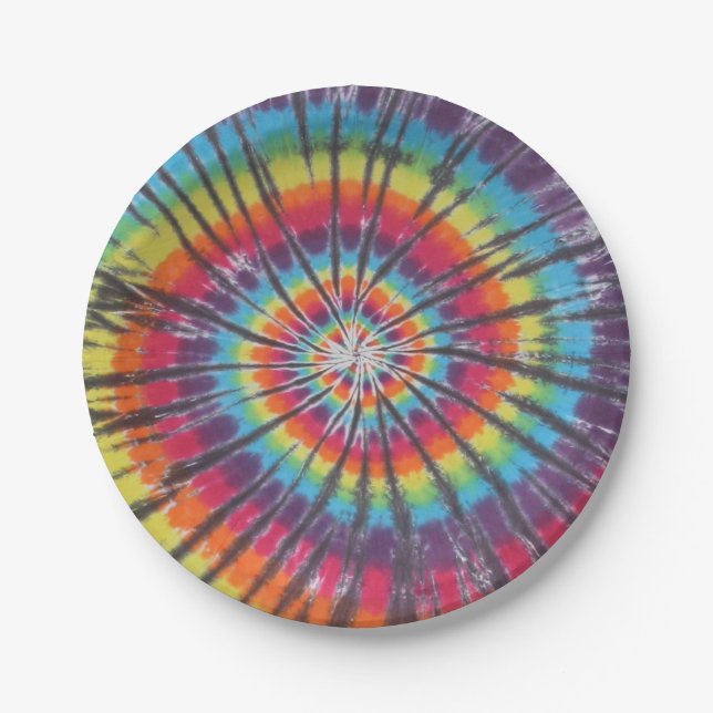 Plato De Papel Remolino Tie Dye (Anverso)