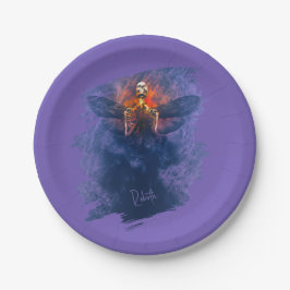 Plato De Papel Renacimiento. Esqueleto con alas levantándose