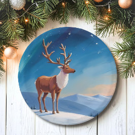 Plato De Papel Reno Real | Felices Fiestas Navidades Alegres 