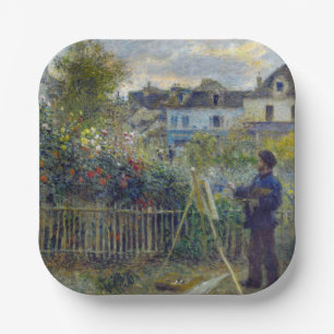 Plato De Papel Renoir - Claude Monet pintando en su jardín