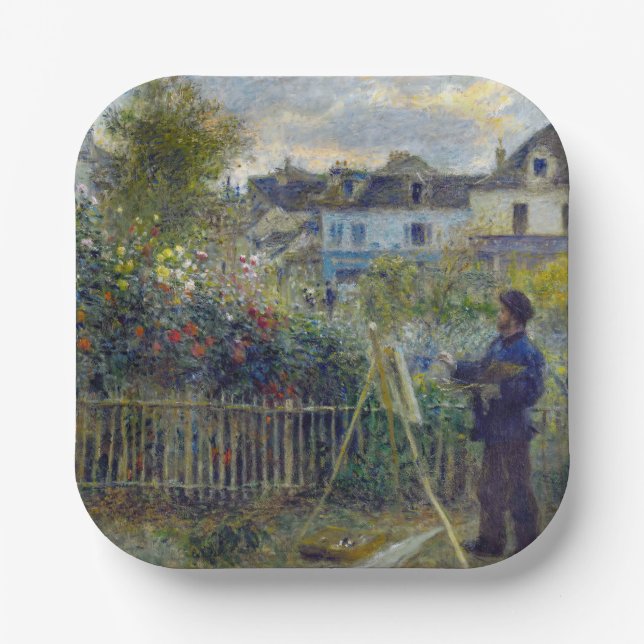 Plato De Papel Renoir - Claude Monet pintando en su jardín (Anverso)