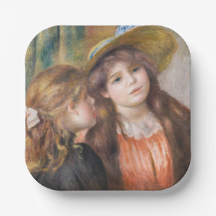 Plato De Papel Renoir - Retrato de dos niñas pequeñas