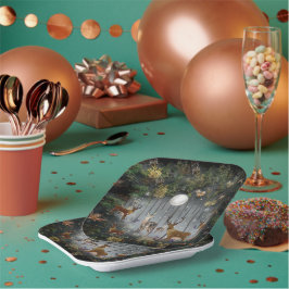 Plato De Papel Renos Adorables De Noche