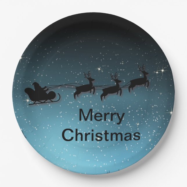 Plato De Papel Renos Adorables De Noche (Anverso)