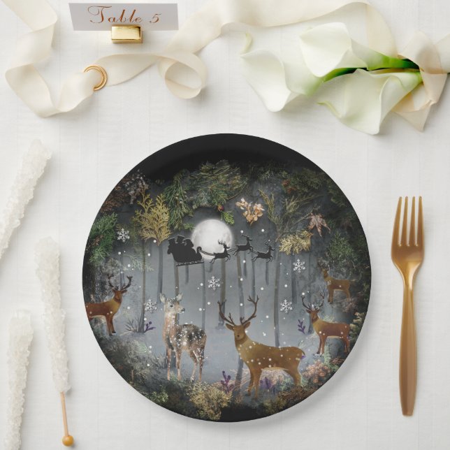 Plato De Papel Renos Adorables De Noche (Boda)