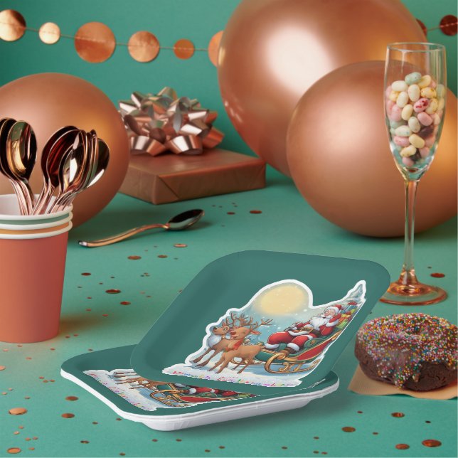 Plato De Papel Rentierschlitten mit Rudi -  (Multi)