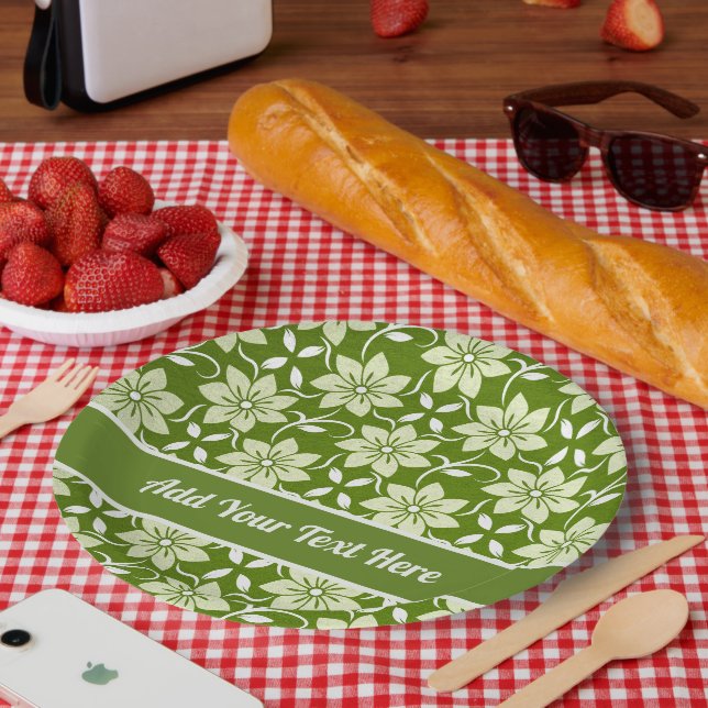 Plato De Papel Repetición de Flor de Olivo (Picnic)