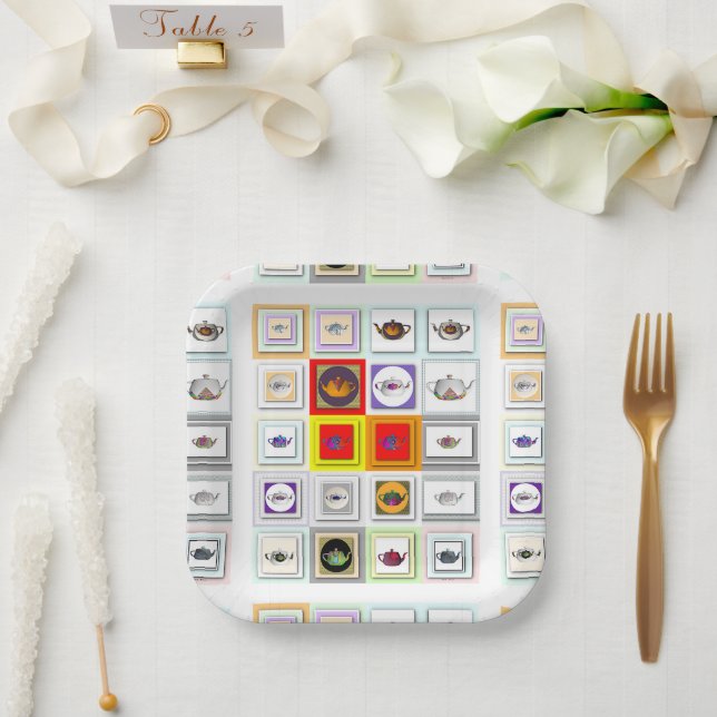 Plato De Papel Repetición de Teapot (Boda)