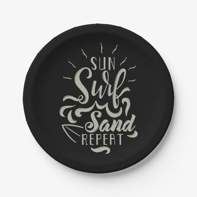 Plato De Papel Repetir la arena de Sun Surf (Anverso)