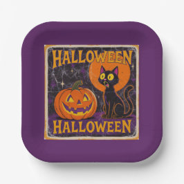 Plato De Papel Réplica de "Gato aterrador" de los años 50