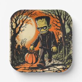 Plato De Papel Réplica de "Trick or Treat Frankie" de los años 50