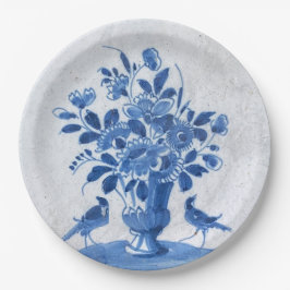 Plato De Papel Réplica Vintage Estilo Campestre Francés Azul Delf
