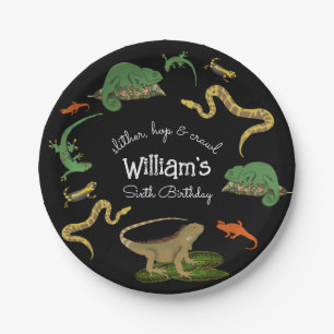 Plato De Papel Reptile, Lizards, anfibios niños Fiesta de cumplea