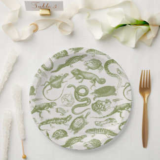 Plato De Papel Reptiles y Anfibios Animales Patrón Goblincore