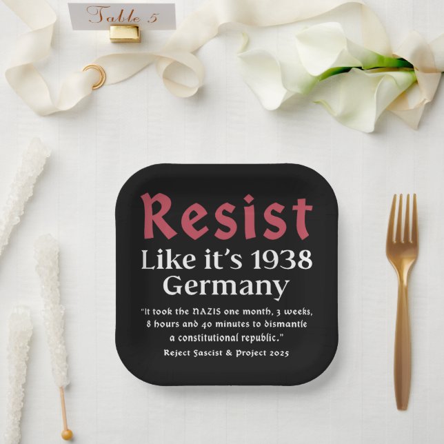 Plato De Papel Resist Like It's 1938 Alemania (Boda)