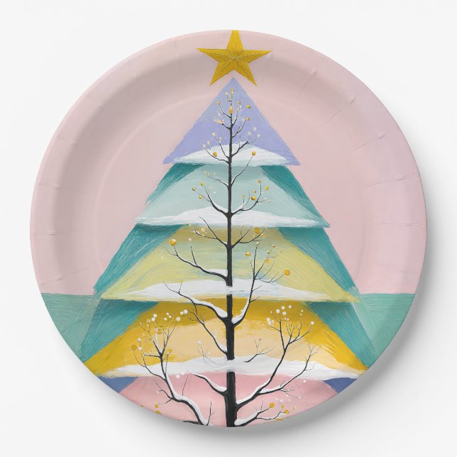 Plato De Papel Resplandor Pastel de Invierno (Anverso)