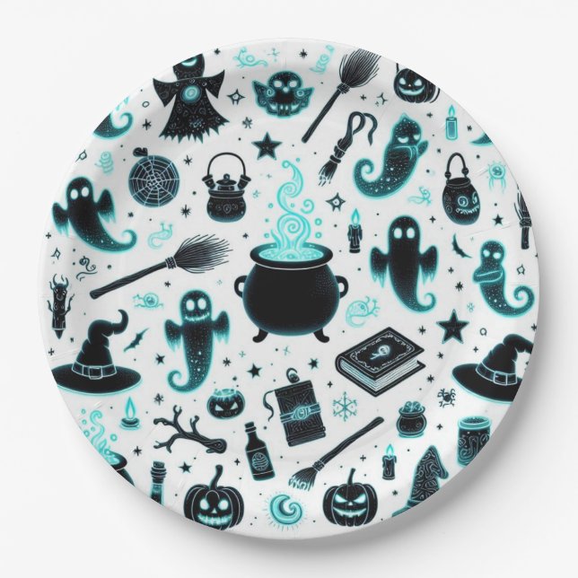 Plato De Papel Resplandores Fantasmales (Anverso)