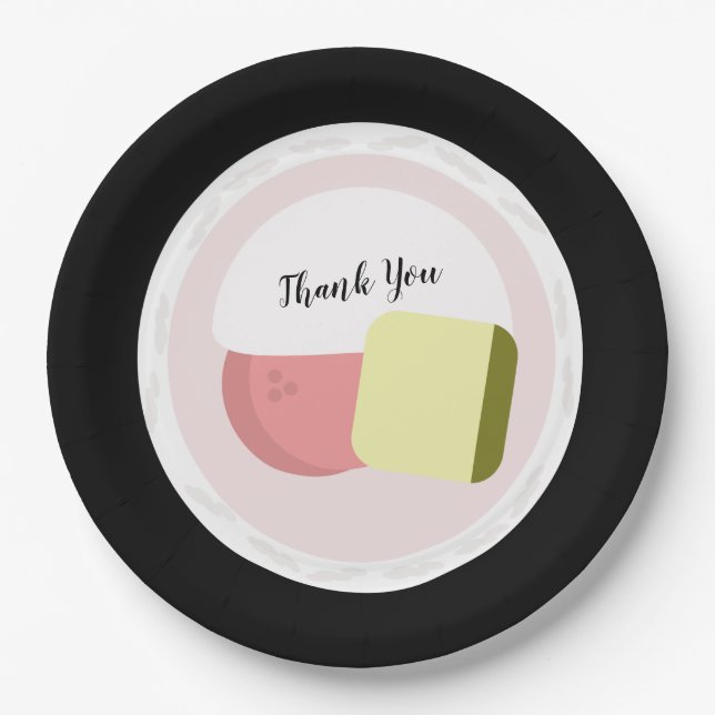 Plato De Papel Restaurante Sushi Roll Salmon Birthday (Anverso)