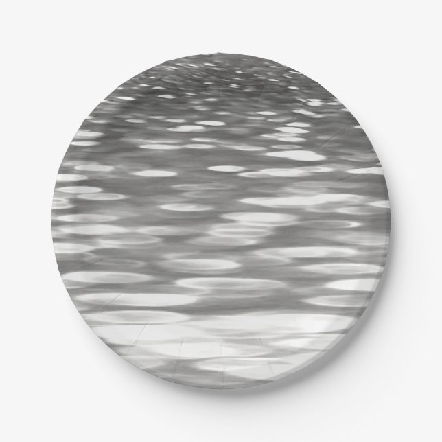 Plato De Papel Resumen #3: Brillo gris plateado (Anverso)