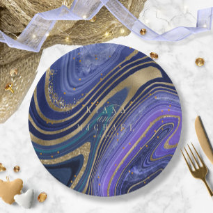 Plato De Papel Resumen Agate Boda Midnight ID827