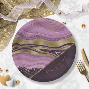 Plato De Papel Resumen Agate Boda V2 Mauve ID827