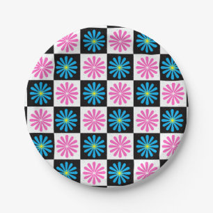 Plato De Papel Resumen Aster Aster Floral Azul Rosa
