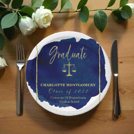 Plato De Papel Resumen Azul Elegante Graduación en Facultad de De