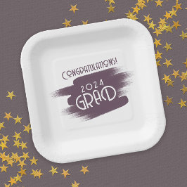 Plato De Papel Resumen Brotes de Pincel felicitaciones Grad