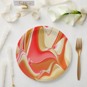 Plato De Papel Resumen de amor y oro en 3D Rainbowart