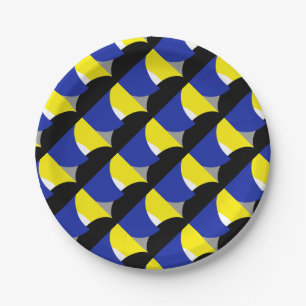 Plato De Papel Resumen de arte amarillo azul
