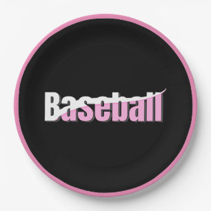 Plato De Papel Resumen de béisbol Swish - Girly Word Art